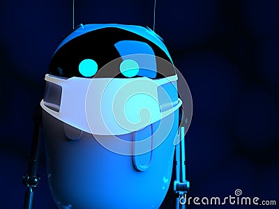 Robot with gauze mask medical,coronavirus,nano robot with bacterium,3d render Stock Photo