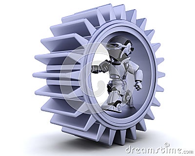 Robot with gear mechanism Stock Photo