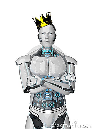 Robot golden crown Stock Photo