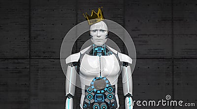 robot golden crown Stock Photo