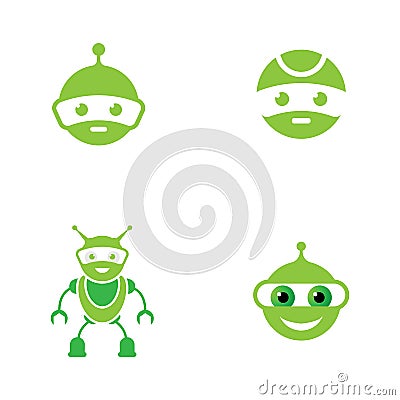 Robot green logo vector icon illustration Vector Illustration