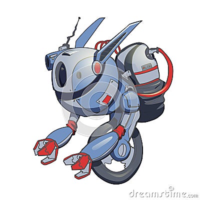 A robot with a gyro on one wheel. Artificial intelligence. Vector illustration, isolated on white. Vector Illustration