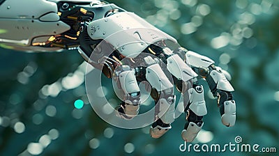 Robot Hand in Action on Green Background, AI and Machine Learning Concept Generative AI Cartoon Illustration