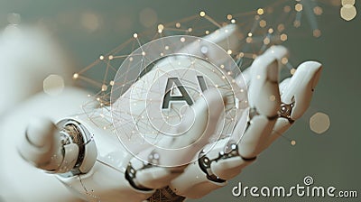 Robot hand with ai letters signifying advanced artificial intelligence concepts Stock Photo