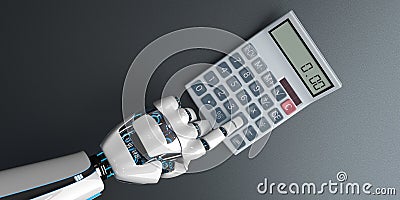 Robot Hand Calculator Stock Photo