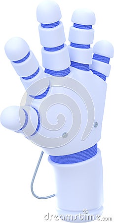 Robot hand 3d render, open chatbot cyborg palm Stock Photo