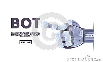 Robot hand gesture. Bot. Mechanical technology machine engineering symbol. Futuristic design concept. Vector Illustration