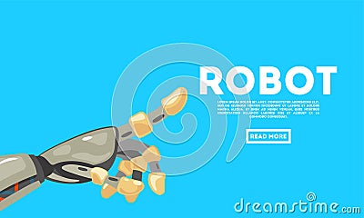 Robot hand gesture. Bot. Mechanical technology machine engineering symbol. Futuristic design concept. Vector Illustration