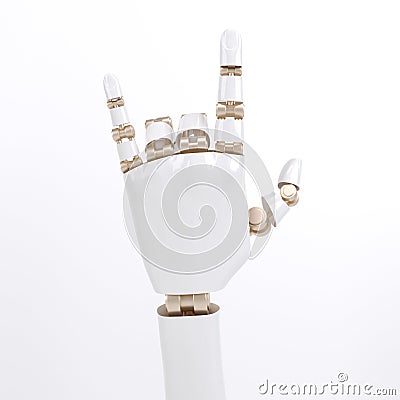 Robot hand giving the Rock and Roll Cartoon Illustration