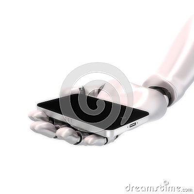 Robot hand phone Stock Photo