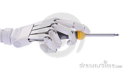 Robot hand with screwdriver, automation concept Stock Photo