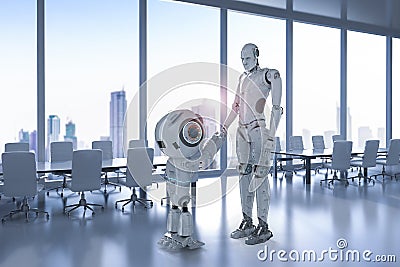 Robot hand shake Stock Photo