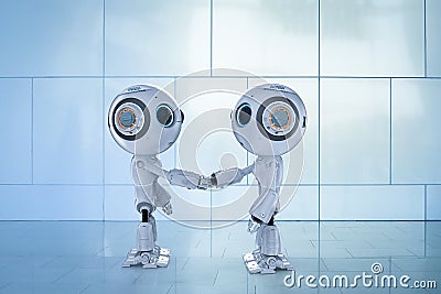 Robot hand shake Stock Photo