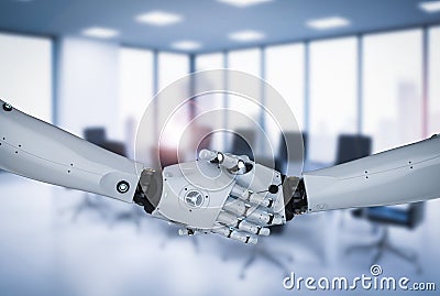 Robot hand shake Stock Photo