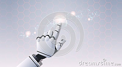 Robot hand touching abstract virtual user interface touchscreen artificial intelligence digital futuristic technology Vector Illustration