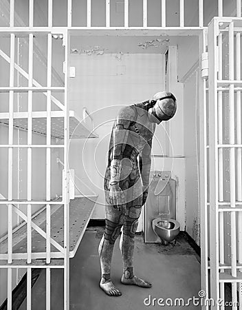 Surreal Robot Jail, Prison, Captivity Stock Photo