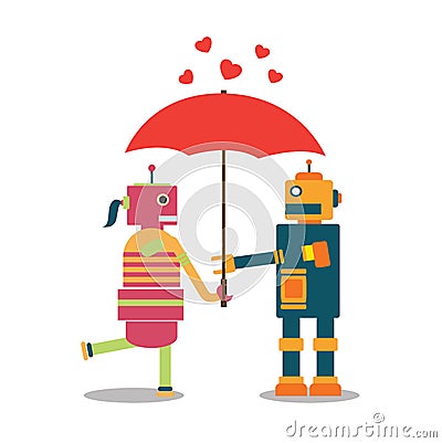 Robot happy valentine Vector Illustration