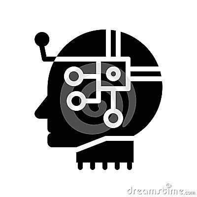 Robot head with circuit chip vector, Artificial related sollid design icon Stock Photo
