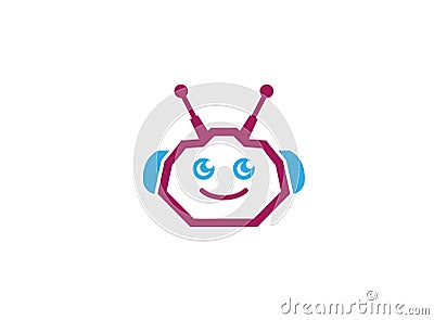 Robot head, cyborg or android for logo design illustrator Stock Photo