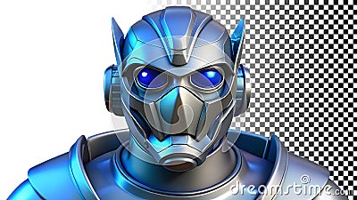 Robot head, futuristic cyborg, android face png transparent image Generative AI Stock Photo