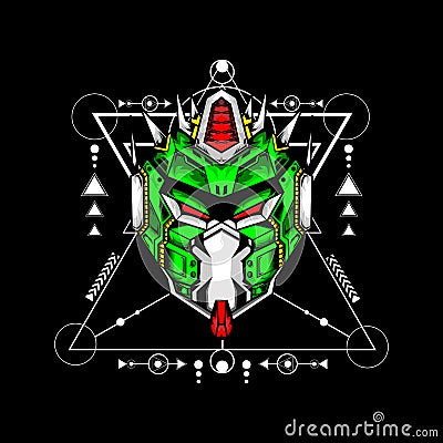 Robot head with sacred geometry pattern for esport gaming logo or mascot Vector Illustration