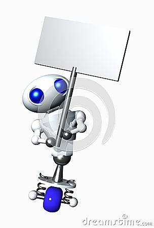 Robot Holding A Sign Stock Photo