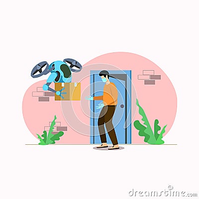 Robot home delivery, Safe Home Delivery, Contactless Safe Home Delivery, Super fast courier delivery Stock Photo
