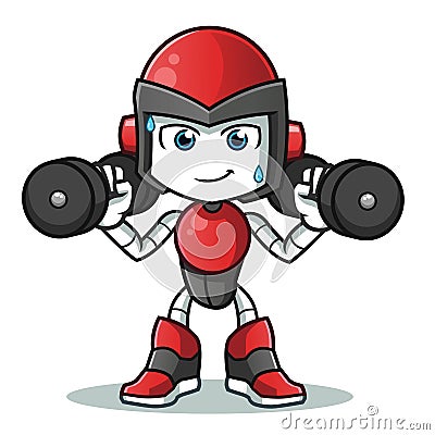 Robot humanoid exercise vector cartoon illustration Cartoon Illustration