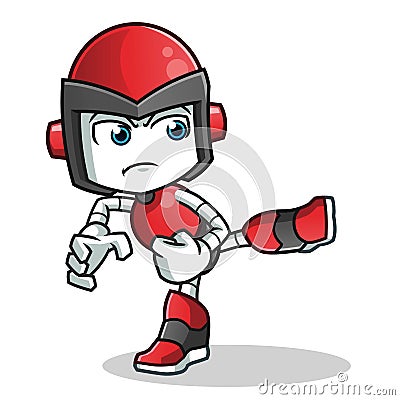 Robot humanoid kicking mascot vector cartoon illustration Cartoon Illustration
