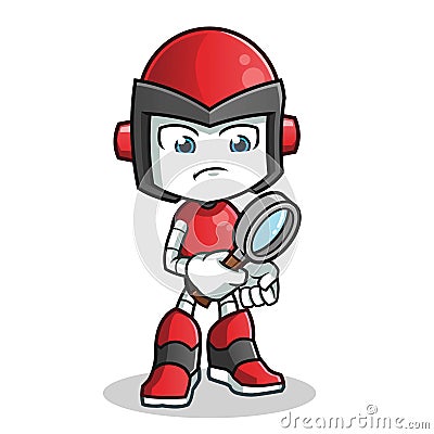 Robot humanoid searching mascot vector cartoon illustration Cartoon Illustration