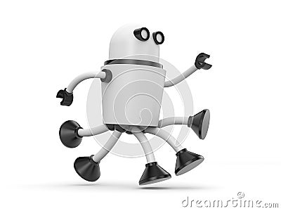 Robot in a hurry somewhere Cartoon Illustration