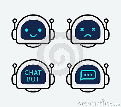 Robot icon. Chat Bot sign for support service concept. Chatbot character flat style Vector Illustration