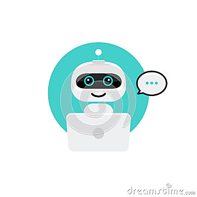 Robot icon. Chat Bot sign for support service concept. Chatbot character flat style Vector Illustration