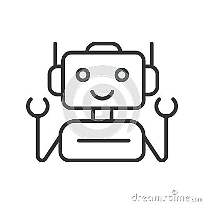 Robot, icon in line design. Robot, android, machine, AI, automation, technology, humanoid on white background vector Vector Illustration
