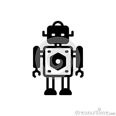 Black solid icon for Robot, toy and machine Vector Illustration