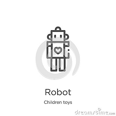 robot icon vector from children toys collection. Thin line robot outline icon vector illustration. Outline, thin line robot icon Vector Illustration