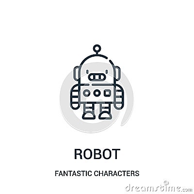 robot icon vector from fantastic characters collection. Thin line robot outline icon vector illustration Vector Illustration