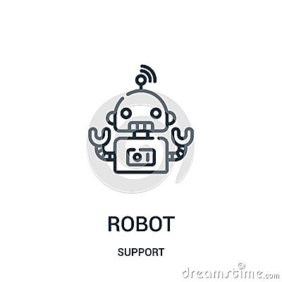 robot icon vector from support collection. Thin line robot outline icon vector illustration. Linear symbol for use on web and Vector Illustration