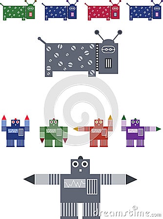 Robot illustration of dog and boy - jpeg and vecto Vector Illustration