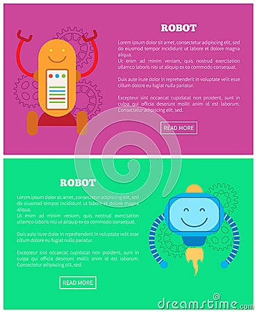Robot Collection Internet Page Vector Illustration Vector Illustration