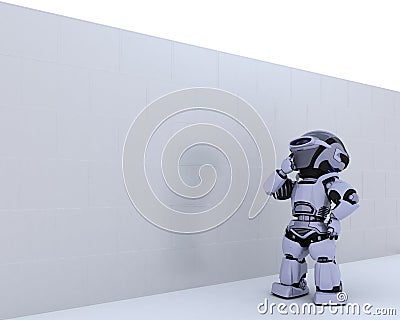 Robot with jigsaw puzzle business metaphor Stock Photo