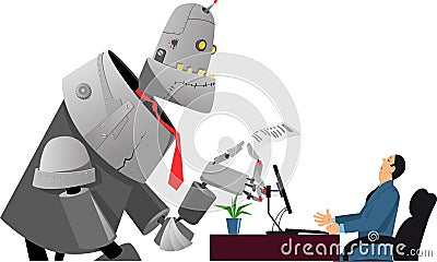 Robot at job interview Vector Illustration