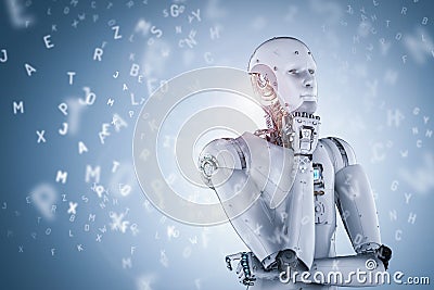 Robot learning or machine learning Stock Photo
