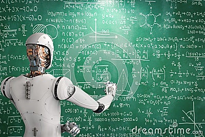 Robot learning or solving problems Stock Photo