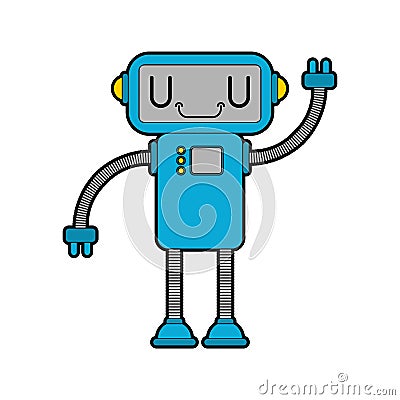 Robot little cute cartoon style. cyborg technology toy Vector il Vector Illustration