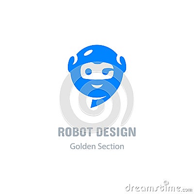 Robot logo, Communication Messenger icon. Computer technologies and robotics logotype. Modern chat app icon. Conceptual Vector Illustration