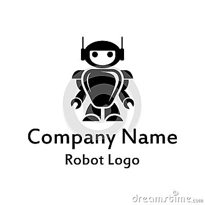 Robot logo for design. Bot icon. Robotics. Support service bot. Vector Illustration