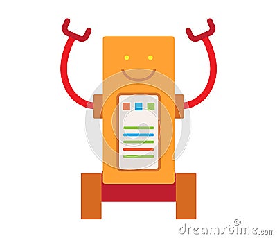 Robot with Long Hands Smile Vector Illustration Vector Illustration