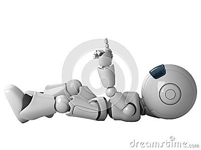 Robot man laying down Stock Photo