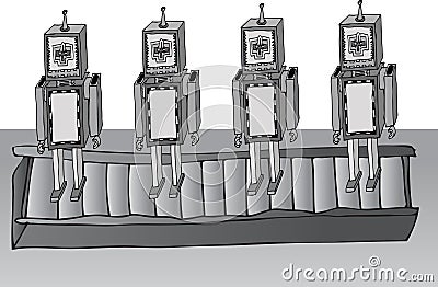 Robot manufacturing Vector Illustration